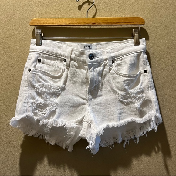 Pistola | Nova High-Rise Cut Off Denim Shorts in Polarize - Picture 3 of 6